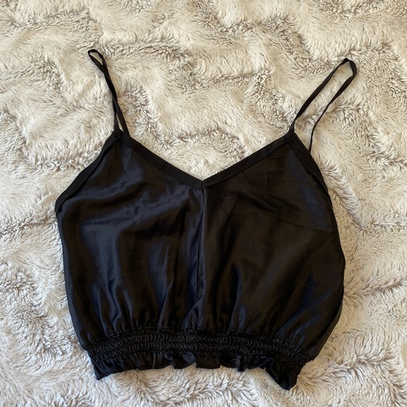 Zara Satin Black Tank Top - Picture 1 of 4